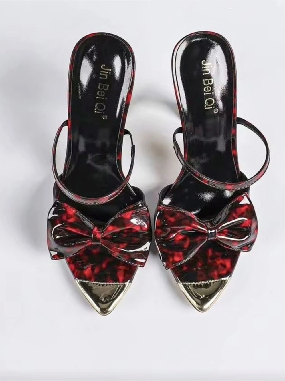 Jim BeiQi Red & Black Bow Heels